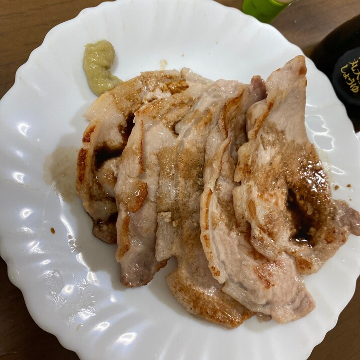 フライパンで5分、豚肉のわさび醤油